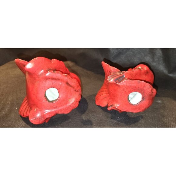 Red Ceramic Dove Figurines Pair Home Decor Collectible Sculptures Vintage - Picture 7 of 8